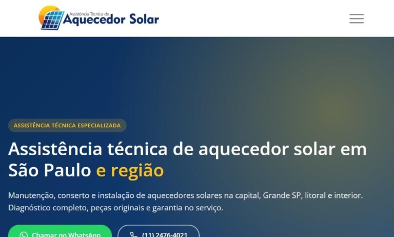 Site Aquecedor Solar criado pela Base23